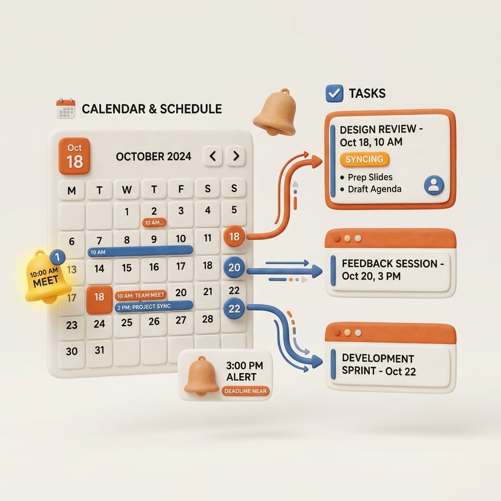 System sync showing calendar and followups dashboard